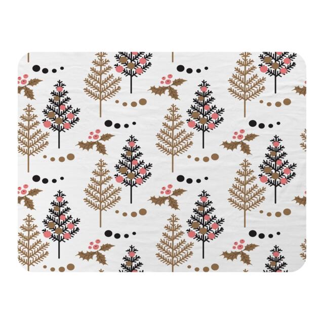 Christmas Tree Holly Leaf Pattern Blanket Multi