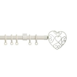 13 - 16mm Cream Heart End Metal Curtain Pole Set 150 - 280cm Cream Cream