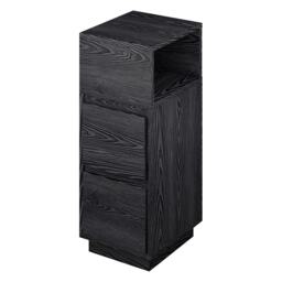 Levede Slim Bedside Table Storage Nightstand with 2 Drawers & Open Shelf Black Black Black