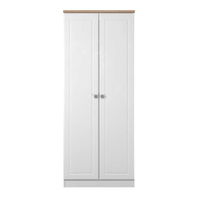 Surrey Double Wardrobe in White Ash & Bardolino Oak (Ready Assembled) White White Ash & Bardolino Oak