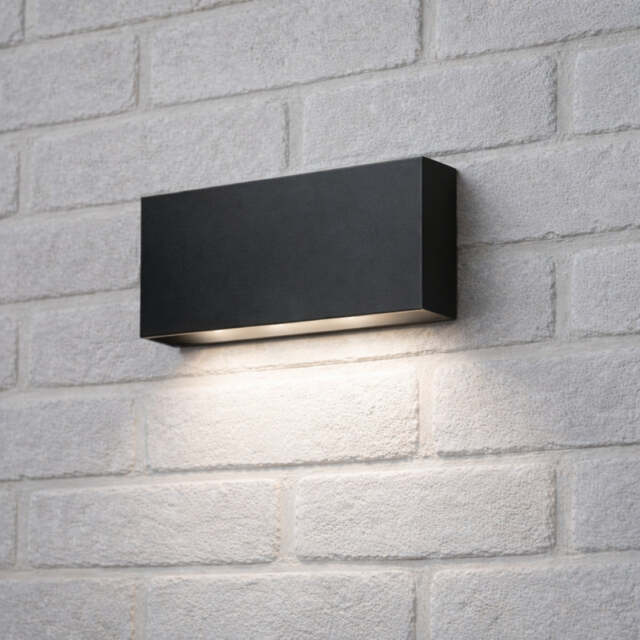 CGC Lighting DARNA Slim Black LED Outdoor Wall Light Down 6W 4000K 400 lm IP65 Black Black Height: 8 cm Width: 24 cm Depth: 4 cm