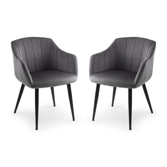 Glenwood Premium Scalloped Grey Dining Chairs - Set of 2