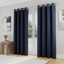 Enhanced Living Nightfall Plain Supersoft Navy Thermal Blockout Eyelet Curtains (PAIR) - 66 x 54 inch (168 x 137cm) Blue Navy 2