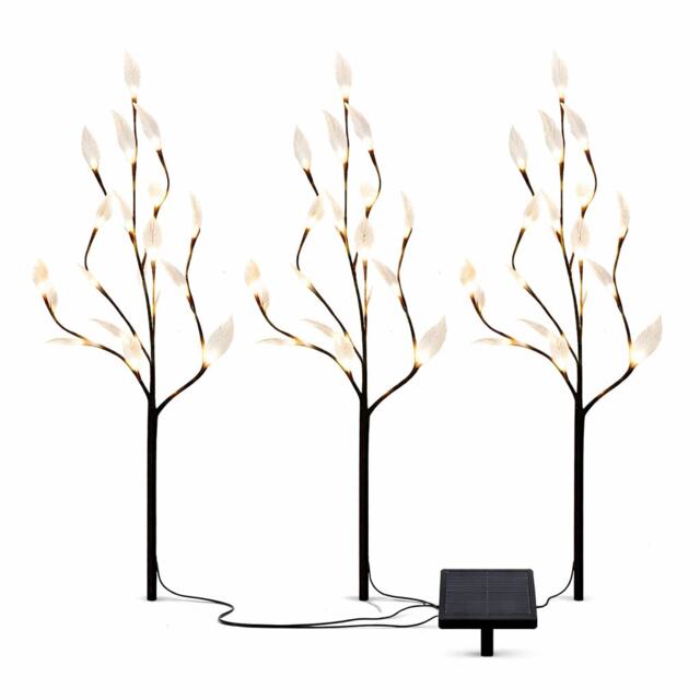 Gardenwize 60 White LED Solar Tree Lights (Set of 3)