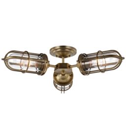 Feiss Urban Restoration 3 Light Semi Flush Dark Antique Brass IP44