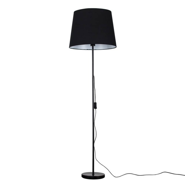 ValueLights Charlie Floor Lamp Black Metal Extra Large Black Shade Black