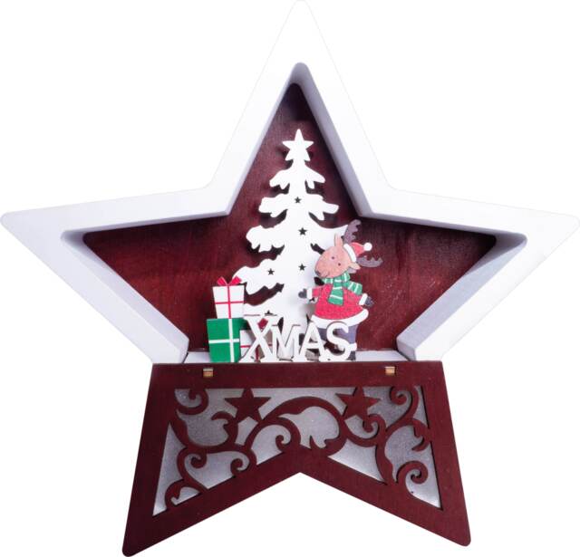 Christmas WOOD STAR WITH LED LIGHT
