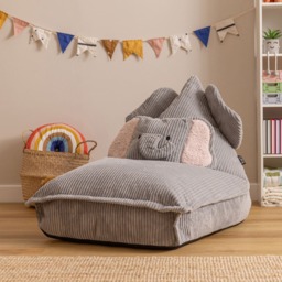 Icon Kids Ellie Elephant Lounger and Cushion Bundle Jumbo Cord Lounger, Grey