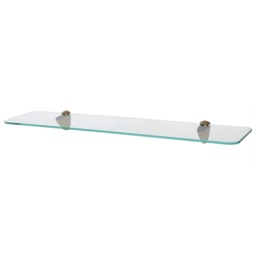 Harbour Housewares Rounded Floating Glass Shelf - 60cm - Metallic Brackets - Bathroom Shower Storage Vanity Display Unit Shelf Gold Gold 1