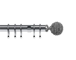 25-28mm Mia End Satin Silver Metal Curtain Pole Set 120 - 210cm Silver Silver