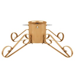 Holly International Traditional Metal Scroll Leg Christmas Tree Stand for Real Trees to 3m - Gold