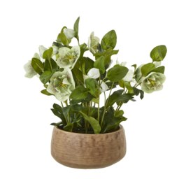 Hill Interiors Hellebore Artificial Potted Plant - Green/Taupe - 41cm x 33cm x 38cm