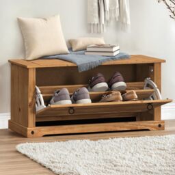 Mercers Furniture Corona Shoe Rack Bench 1 Shelf Chest Solid Wood Mexican Pine Wooden Hallway Storage