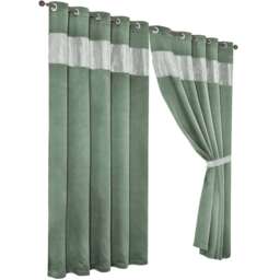 Diamante Blackout Eyelet Curtains in Sage Green, 228cm x 228cm Green Green