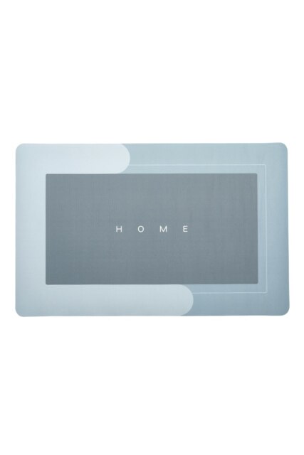 Living and Home Water and Oil Resistant Kitchen and Bathroom Rug Blue