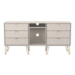Dallas 6 Drawer Sideboard in Kashmir Matt (Ready Assembled) Cream Kashmir Matt