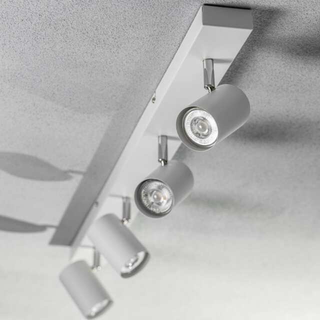 CGC VENETO White 4-Head Adjustable GU10 Ceiling and Wall Spotlight Bar White White height: 12 cm, width: 90 cm