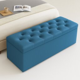 90cm Chesterfield Ottoman Storage Box, Emerald Green Plush Velvet Upholstered Blanket Box, End of Bed Bench, Deep Storage Chest