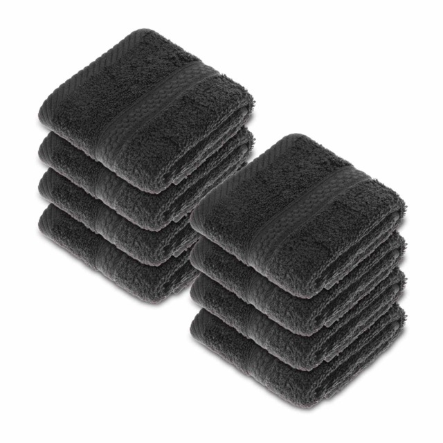 Homescapes Turkish Cotton Black Face Cloth - Set of 6