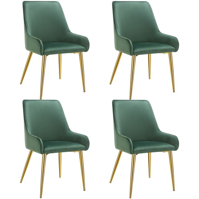 Dining Chair Avane - velvet look, padded armchair, high backrest and armrests Green green 4