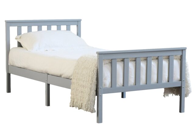 3ft Single Grey finish wood wooden bed frame, pine wood grey wood finish bedstead Grey Single