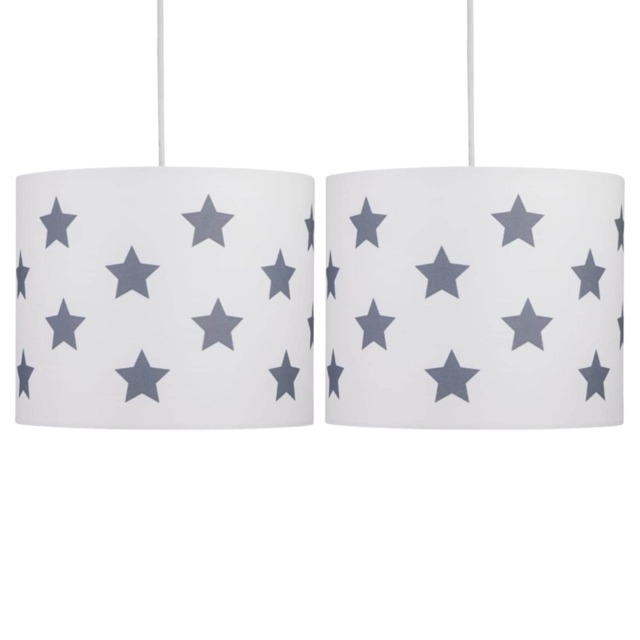 Set of 2 White with Grey Stars 25cm Light Shades White White with dark grey stars digital print 2