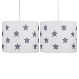 Set of 2 White with Grey Stars 25cm Light Shades White White with dark grey stars digital print 2