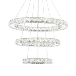 Living and Home Modern 3-Tier Adjustable Crystal LED Pendant Light