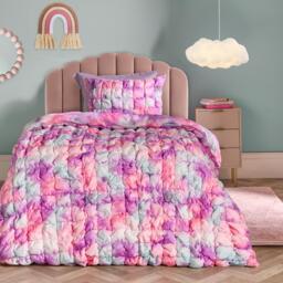 OHS Filled Seersucker Duvet Cover with Pillowcase Bedding Set Multi Tie Dye Double