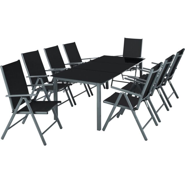 Garden Table and Chairs Pompeii - for 8 people, aluminium frame, adjustable backrests Grey anthracite 189 x 90 x 72,70 cm 1