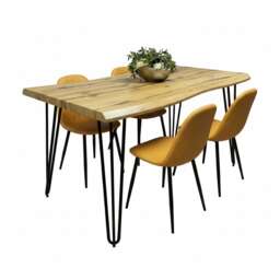 Dining Table and Chairs Set Modern Table and 4 Mustard Chairs Home Furniture