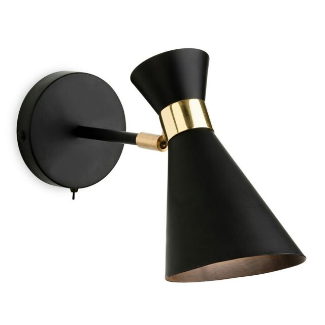 Ohio 1 Light Indoor Wall Light (Switched) Black, Brass, E27
