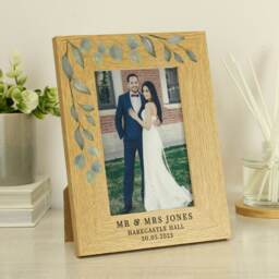 Personalised Botanical 6x4 Wooden Photo Frame Brown One Size