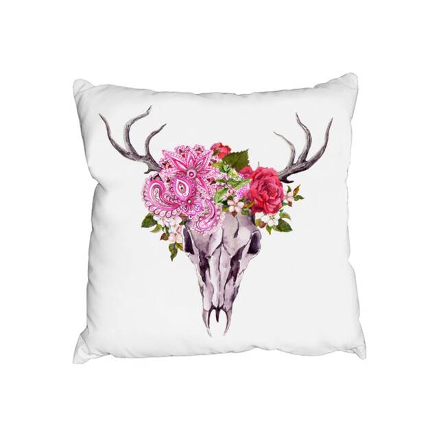 Cushions - Deer animal skull with flowers and feathers (Cushion) Multi