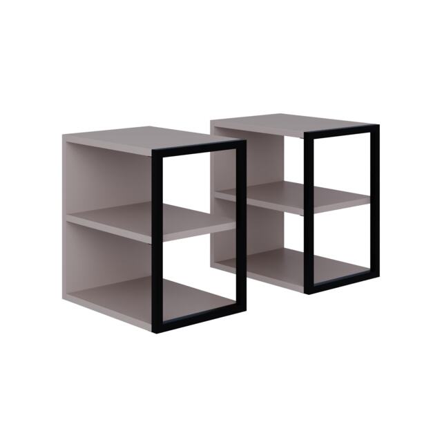 Decortie Echo 3-Tier Side Table Set of 2 30x42x45cm Mocha Grey