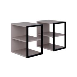 Decortie Echo 3-Tier Side Table Set of 2 30x42x45cm Mocha Grey