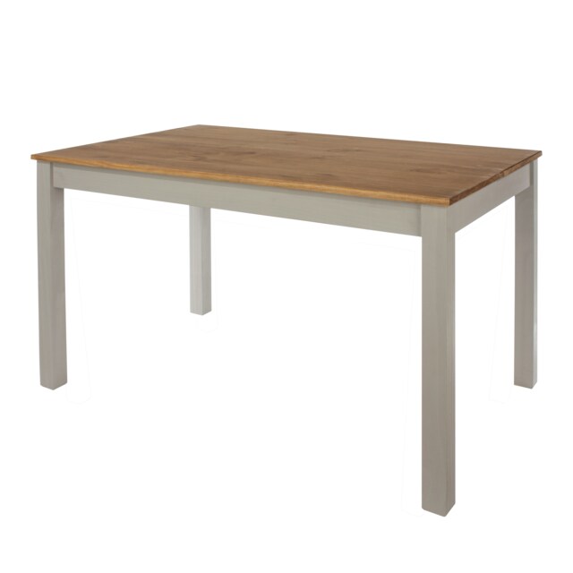 Corona Linea Rectangular Solid Pine Dining Table with Antique Wax Top - Grey Wash Finish for Dining Room Grey Grey Large 1