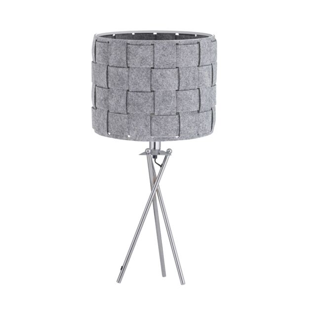 Warner - Chrome Tripod Table Lamp with Grey Pleated Felt Shade Chrome Grey Large 1