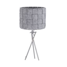 Warner - Chrome Tripod Table Lamp with Grey Pleated Felt Shade Chrome Grey Large 1