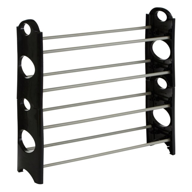 Interiors By Premier Stylish Black And Grey 4 Tier Shoe Rack, Durable Shoe Drawer Organiser, Versatile Shoes Stand For Home Black
