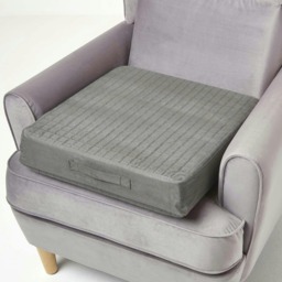 Homescapes Grey Suede Orthopaedic Foam Armchair Booster Cushion Grey Grey 50 x 50 x 10 cm