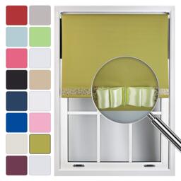 FURNISHED Blackout Roller Blind with Gold Glitter Trim and Green Bow Cut to Size Green Green (W) 90cm x (L) 210cm
