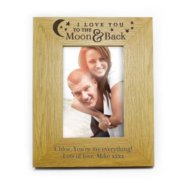 Personalised 'To the Moon and Back' 6x4 Wooden Photo Frame Brown One Size