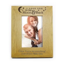 Personalised 'To the Moon and Back' 6x4 Wooden Photo Frame Brown One Size