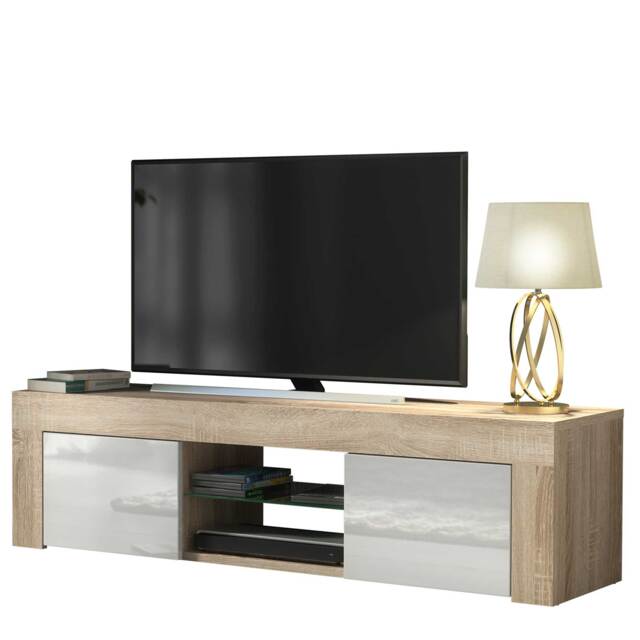 TV Unit TV Stand Oak White High Gloss Media Console Sideboard Storage Cabinet 130cm