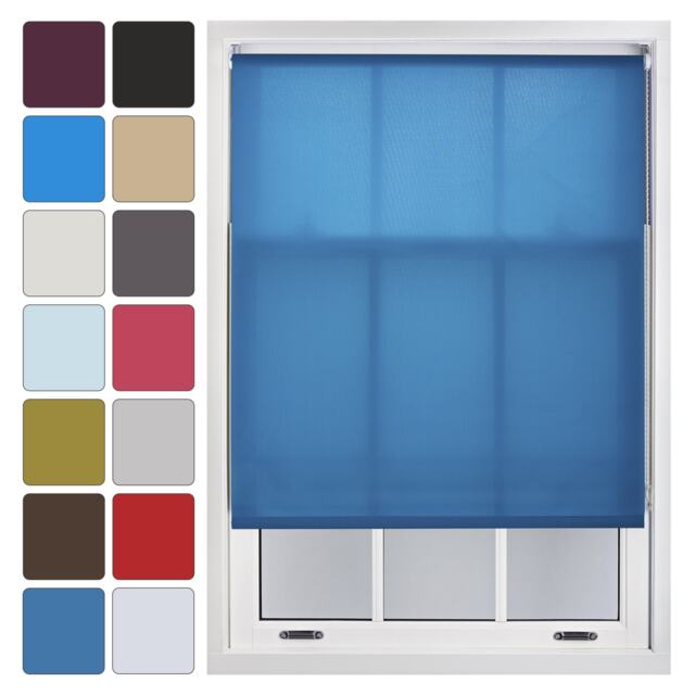 FURNISHED Daylight Sheer Roller Window Blinds Made to Measure Blue Teal (W) 240cm x (L) 165cm