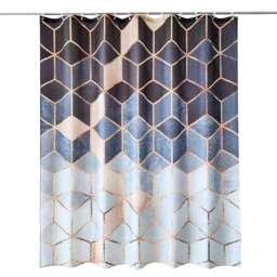 Black & White Marble Polyester Shower Curtain with 12 Hooks - 180x180cm