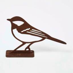 Homescapes Steel Great Tit Fence Topper Brown L14.3 x H10 x W3.4 cm 1