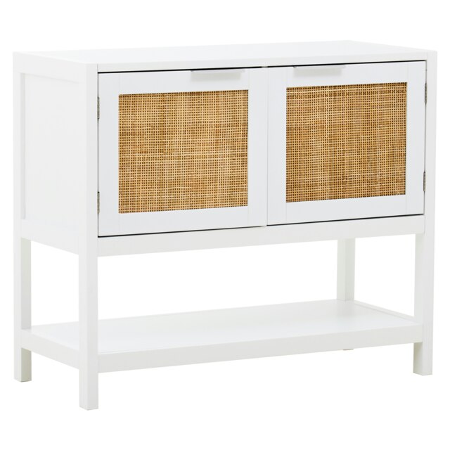 Orsina Versatile White Wood Side Cabinet, Rustic Bedside Cabinet, Easily Maintained Display Cabinet With Storage