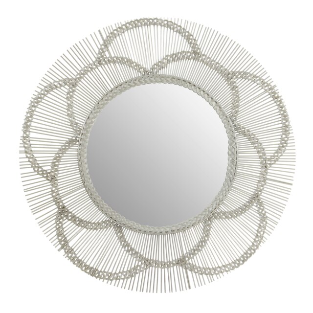 Versatile Floral Effect Wall Mirror, Elegant Design Hallway Mirror For Livingroom, Modern Mirror For Bedroom Silver